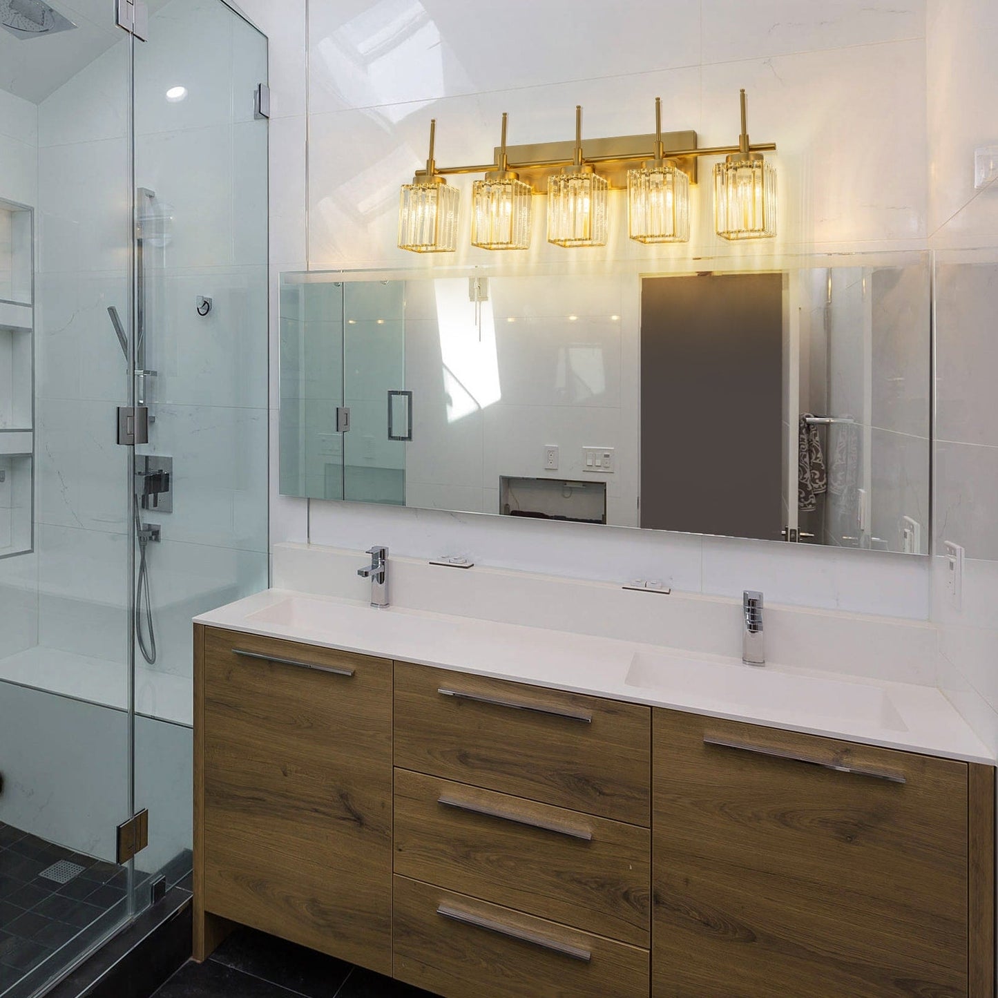 Applique murale moderne dorée à intensité variable, cylindre glamour, cristal, pour salle de bain, luminaire mural.