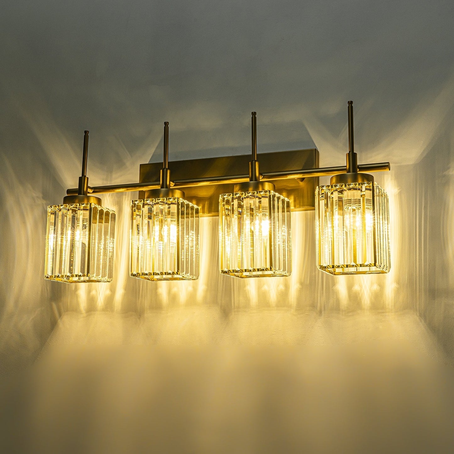 Applique murale moderne dorée à intensité variable, cylindre glamour, cristal, pour salle de bain, luminaire mural.