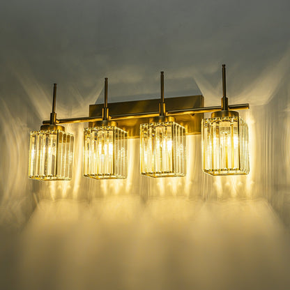 Applique murale moderne dorée à intensité variable, cylindre glamour, cristal, pour salle de bain, luminaire mural.