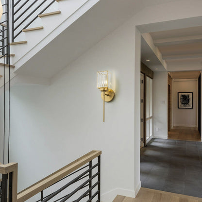 Applique murale moderne dorée à intensité variable, cylindre glamour, cristal, pour salle de bain, luminaire mural.