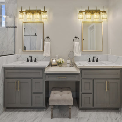 Applique murale moderne dorée à intensité variable, cylindre glamour, cristal, pour salle de bain, luminaire mural.