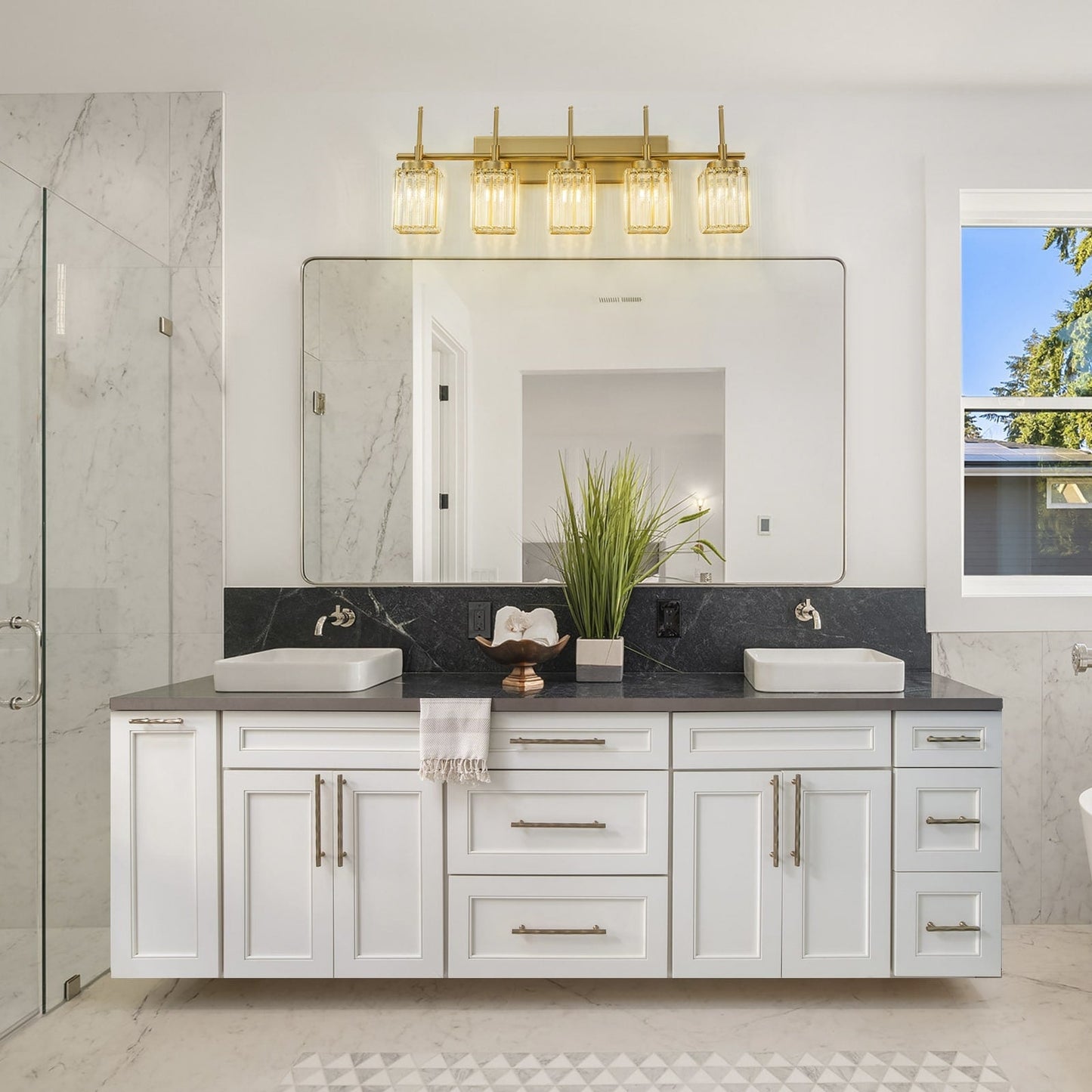 Applique murale moderne dorée à intensité variable, cylindre glamour, cristal, pour salle de bain, luminaire mural.