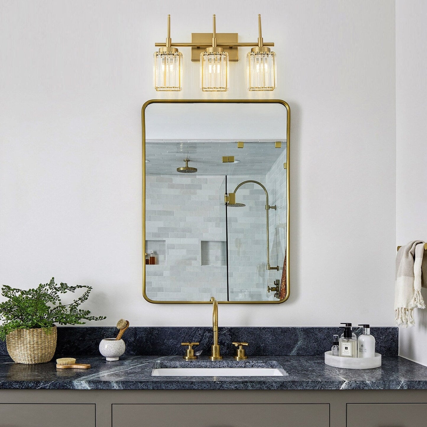 Applique murale moderne dorée à intensité variable, cylindre glamour, cristal, pour salle de bain, luminaire mural.