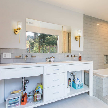 Applique murale moderne dorée à intensité variable, cylindre glamour, cristal, pour salle de bain, luminaire mural.