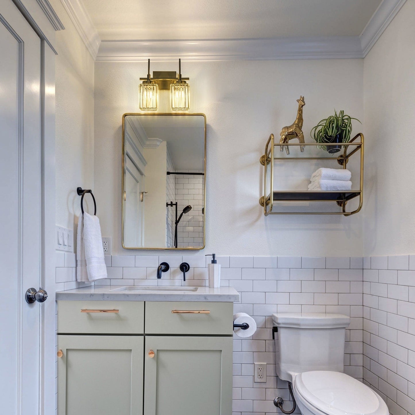 Applique murale moderne dorée à intensité variable, cylindre glamour, cristal, pour salle de bain, luminaire mural.