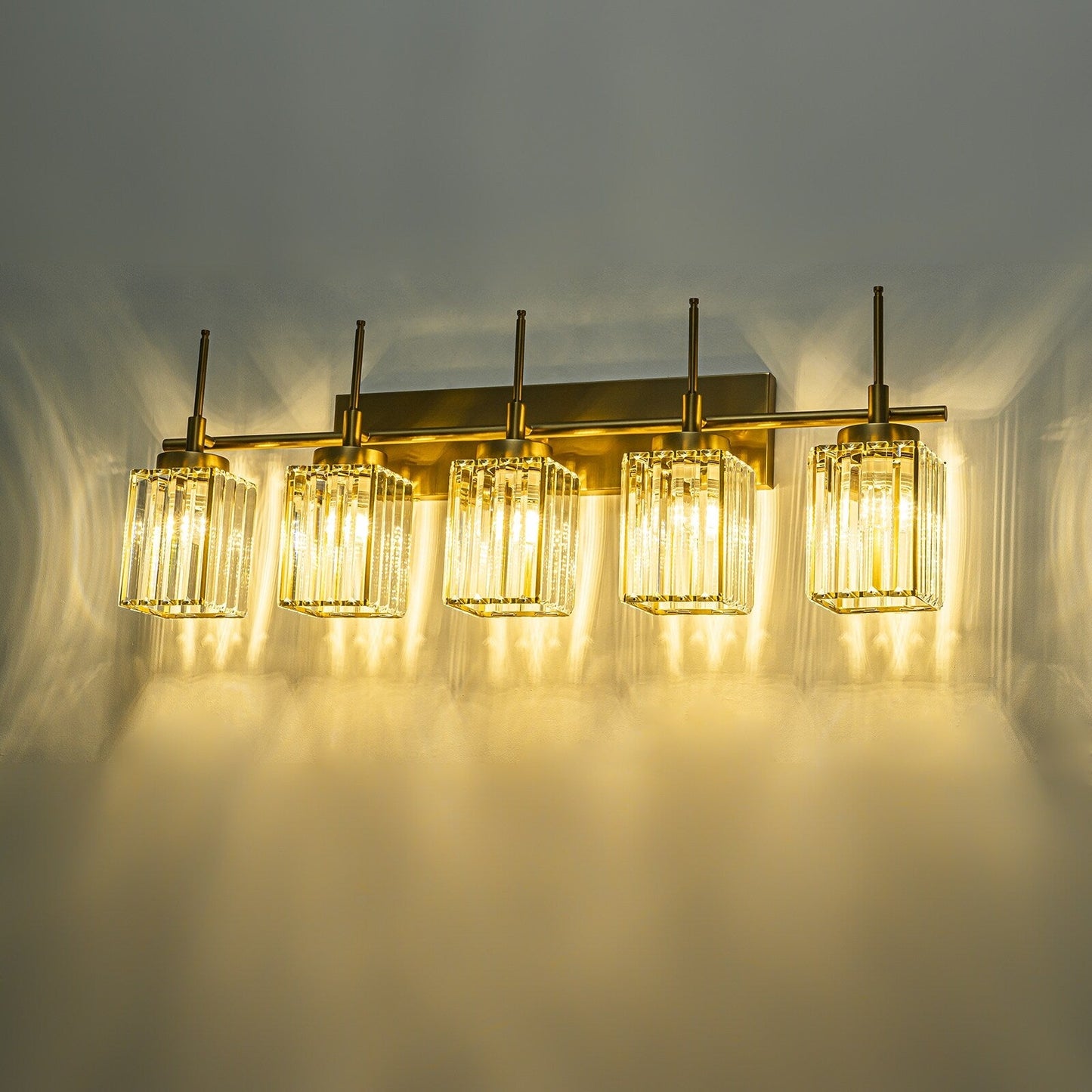 Applique murale moderne dorée à intensité variable, cylindre glamour, cristal, pour salle de bain, luminaire mural.