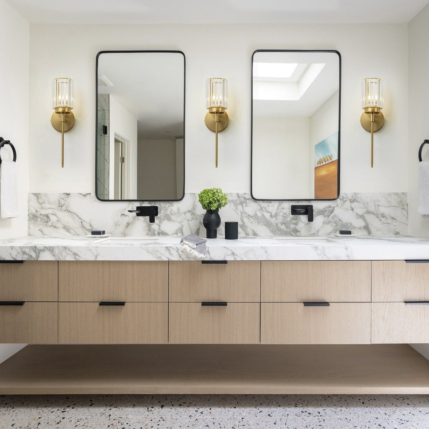 Applique murale moderne dorée à intensité variable, cylindre glamour, cristal, pour salle de bain, luminaire mural.