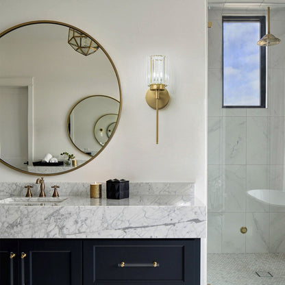 Applique murale moderne dorée à intensité variable, cylindre glamour, cristal, pour salle de bain, luminaire mural.