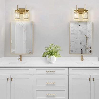 Applique murale moderne dorée à intensité variable, cylindre glamour, cristal, pour salle de bain, luminaire mural.