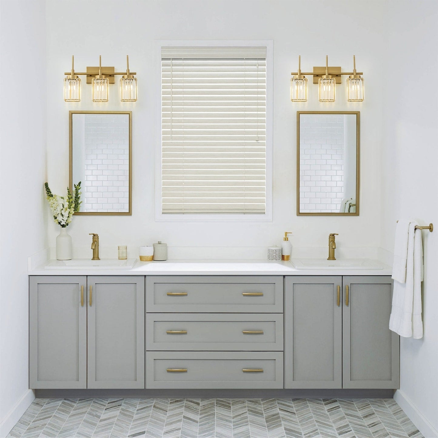 Applique murale moderne dorée à intensité variable, cylindre glamour, cristal, pour salle de bain, luminaire mural.