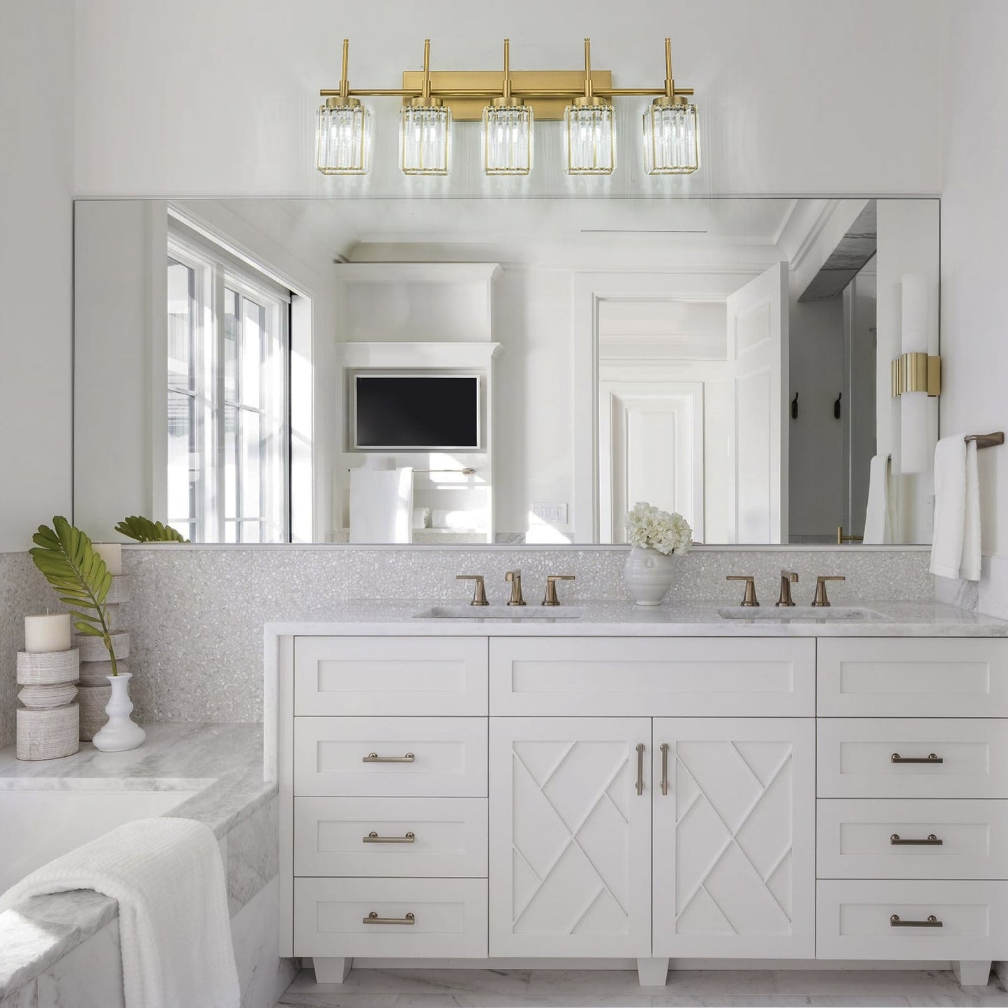 Applique murale moderne dorée à intensité variable, cylindre glamour, cristal, pour salle de bain, luminaire mural.