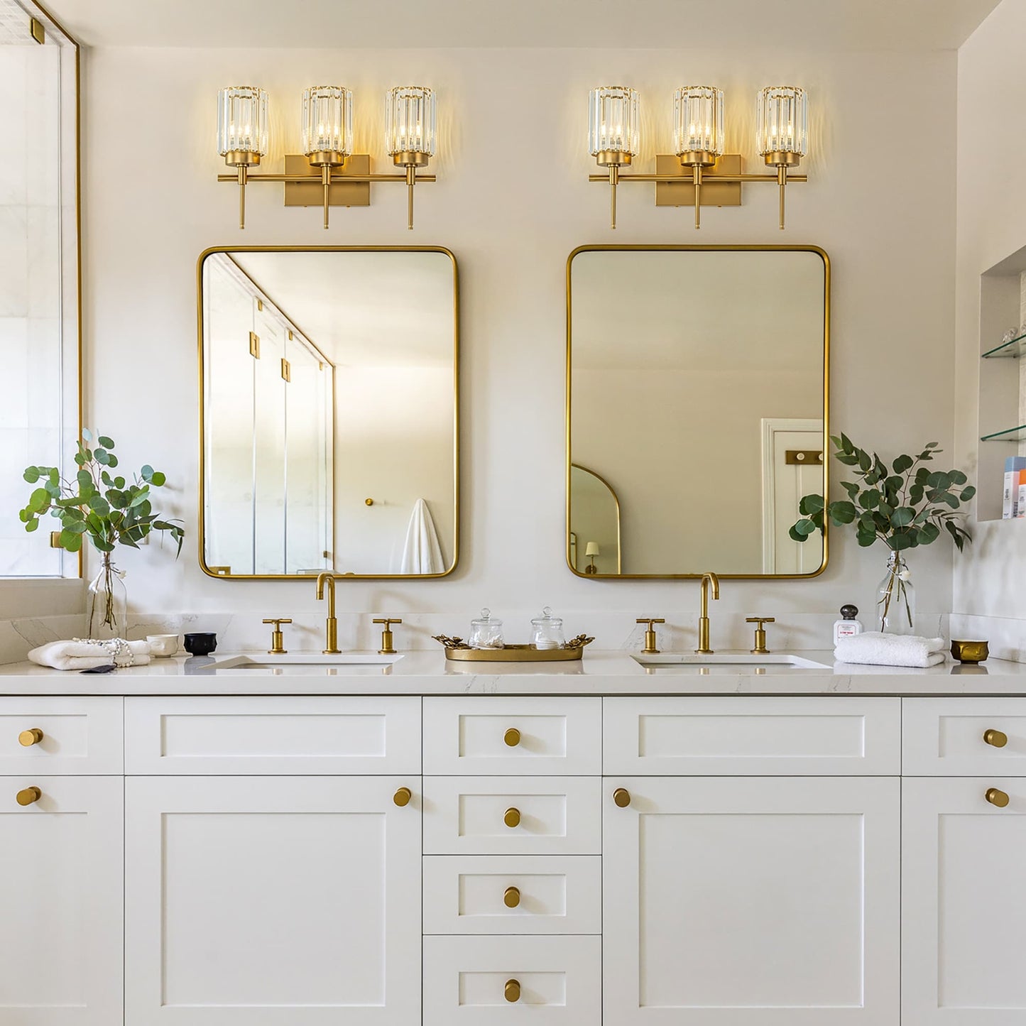 Applique murale moderne dorée à intensité variable, cylindre glamour, cristal, pour salle de bain, luminaire mural.