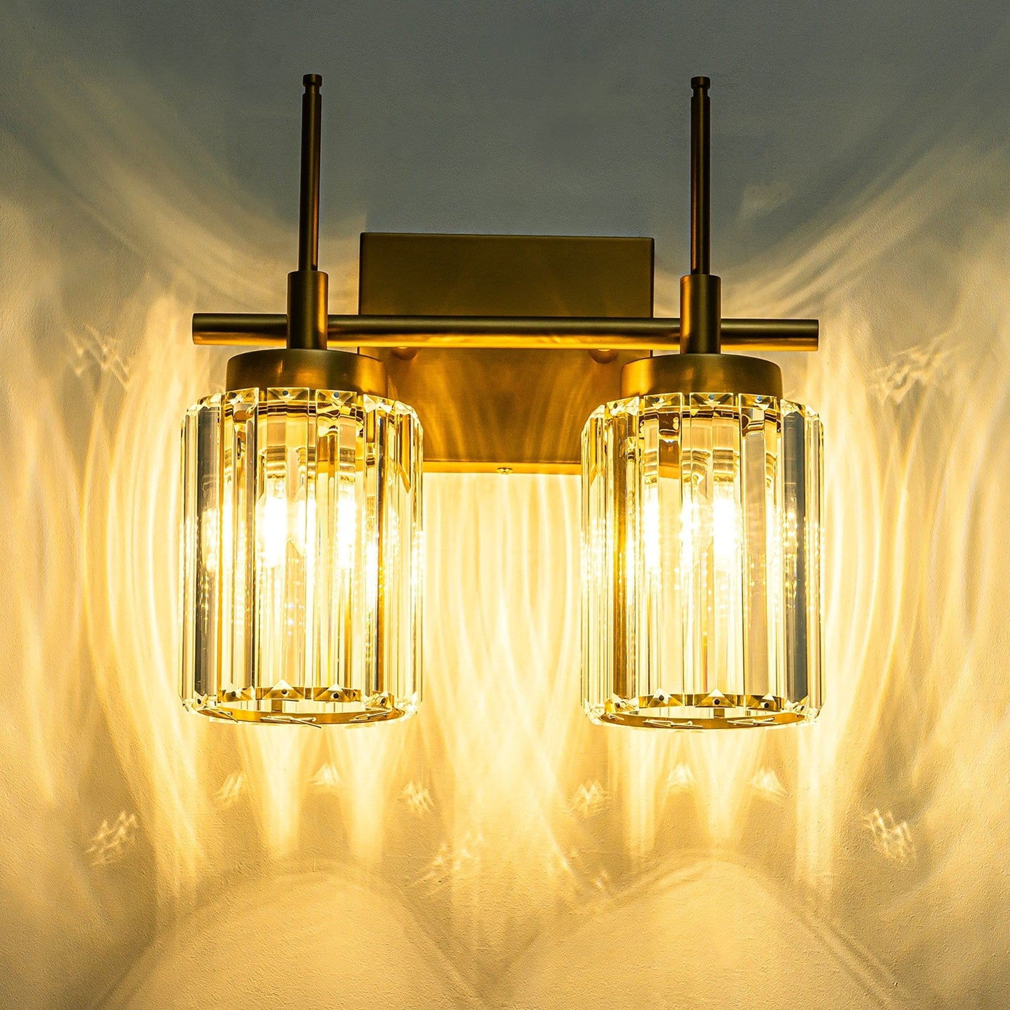 Applique murale moderne dorée à intensité variable, cylindre glamour, cristal, pour salle de bain, luminaire mural.