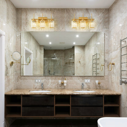 Applique murale moderne dorée à intensité variable, cylindre glamour, cristal, pour salle de bain, luminaire mural.