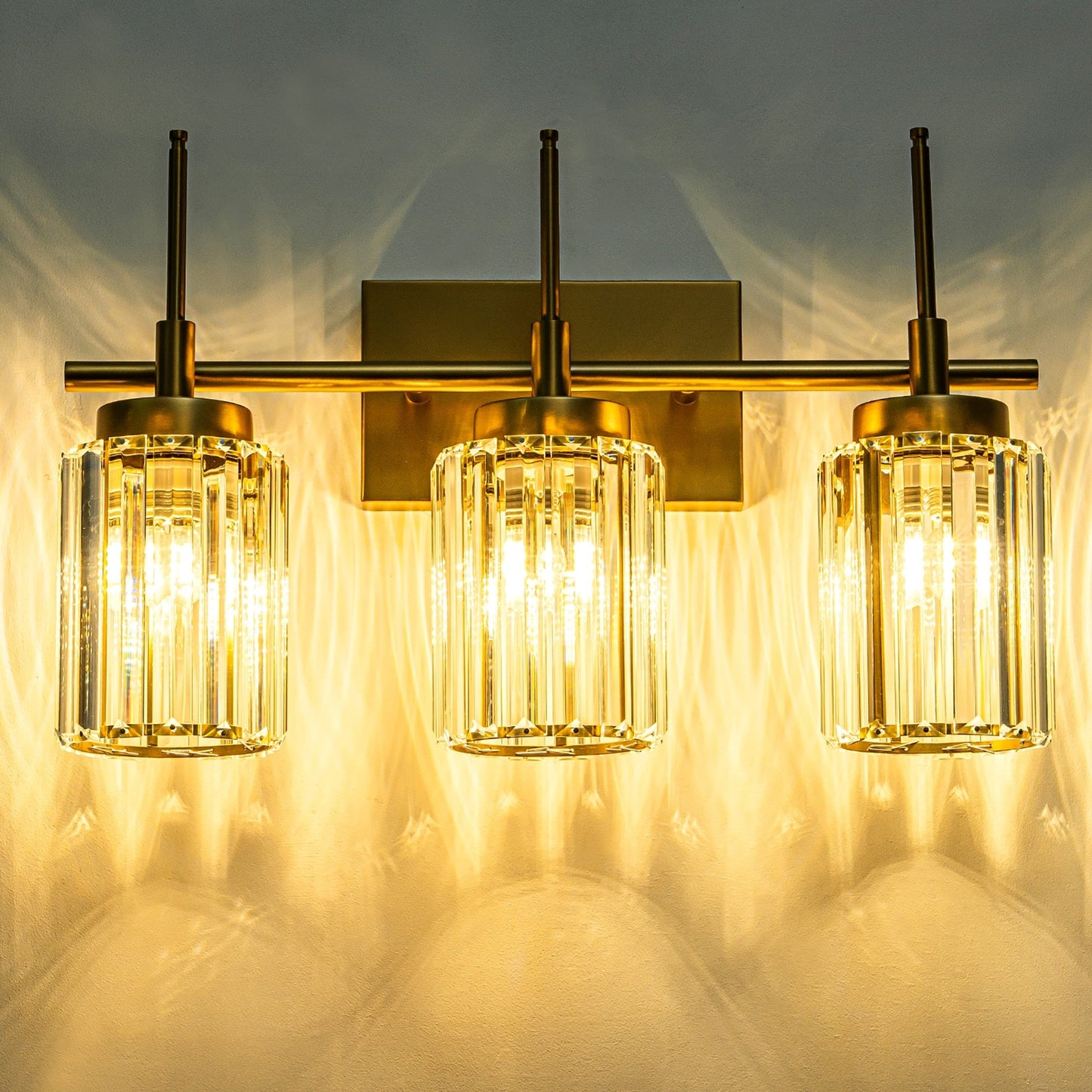 Applique murale moderne dorée à intensité variable, cylindre glamour, cristal, pour salle de bain, luminaire mural.