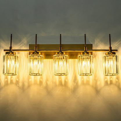 Applique murale moderne dorée à intensité variable, cylindre glamour, cristal, pour salle de bain, luminaire mural.