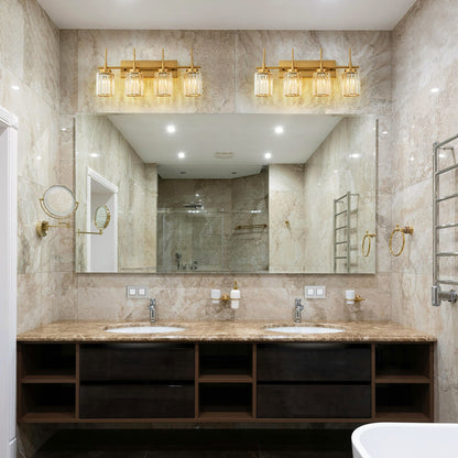 Applique murale moderne dorée à intensité variable, cylindre glamour, cristal, pour salle de bain, luminaire mural.