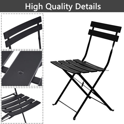 Ensemble de bistro pliable en métal 3 pièces, ensemble de conversation résistant aux intempéries pour l'intérieur et l'extérieur, pour patio, jardin, cour.