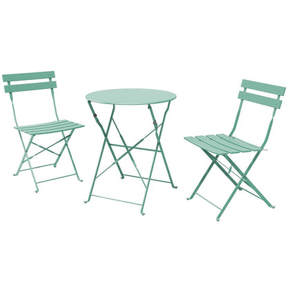 Ensemble de bistro pliable en métal 3 pièces, ensemble de conversation résistant aux intempéries pour l'intérieur et l'extérieur, pour patio, jardin, cour.