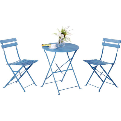 Ensemble de bistro pliable en métal 3 pièces, ensemble de conversation résistant aux intempéries pour l'intérieur et l'extérieur, pour patio, jardin, cour.