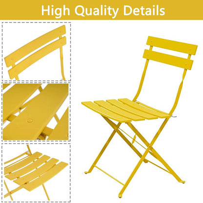 Ensemble de bistro pliable en métal 3 pièces, ensemble de conversation résistant aux intempéries pour l'intérieur et l'extérieur, pour patio, jardin, cour.