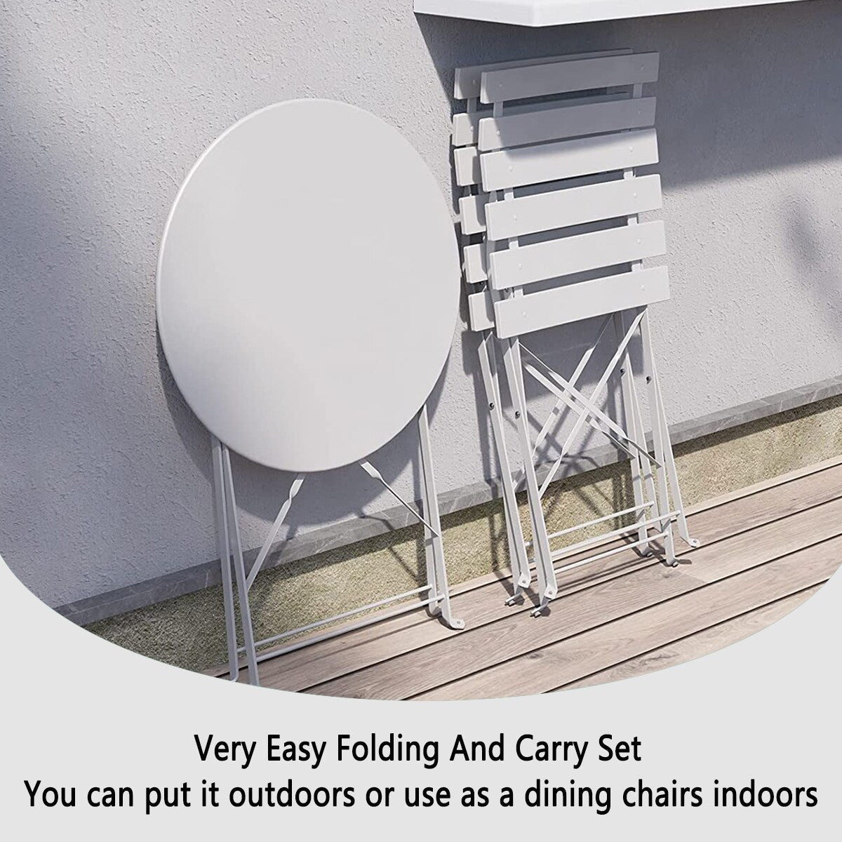 Ensemble de bistro pliable en métal 3 pièces, ensemble de conversation résistant aux intempéries pour l'intérieur et l'extérieur, pour patio, jardin, cour.