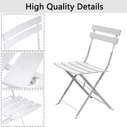 Ensemble de bistro pliable en métal 3 pièces, ensemble de conversation résistant aux intempéries pour l'intérieur et l'extérieur, pour patio, jardin, cour.