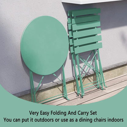 Ensemble de bistro pliable en métal 3 pièces, ensemble de conversation résistant aux intempéries pour l'intérieur et l'extérieur, pour patio, jardin, cour.