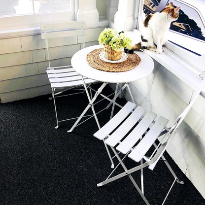 Ensemble de bistro pliable en métal 3 pièces, ensemble de conversation résistant aux intempéries pour l'intérieur et l'extérieur, pour patio, jardin, cour.