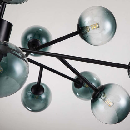 Grand lustre sphérique moderne en forme d'étoile de Sputnik en noir ou doré pour salle à manger