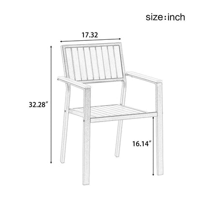 Ensemble de repas moderne pour extérieur, 7 pièces, avec six chaises et une table extensible pour patio.