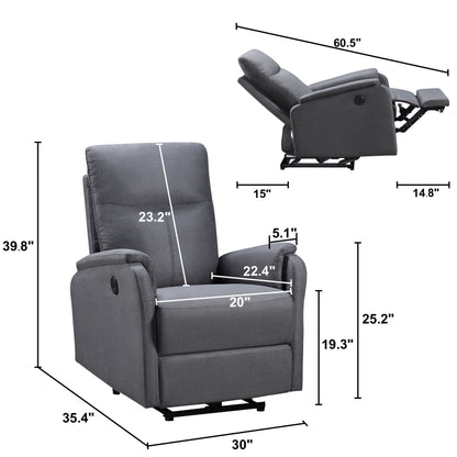 Fauteuil inclinable électrique moderne avec USB, soutien complet de la tête et du bas du dos.