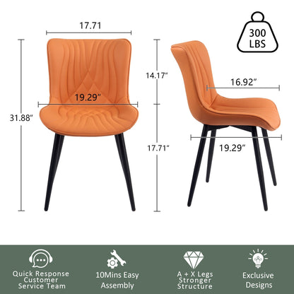 Lot de 2 chaises de salle à manger modernes en cuir capitonné sans accoudoirs