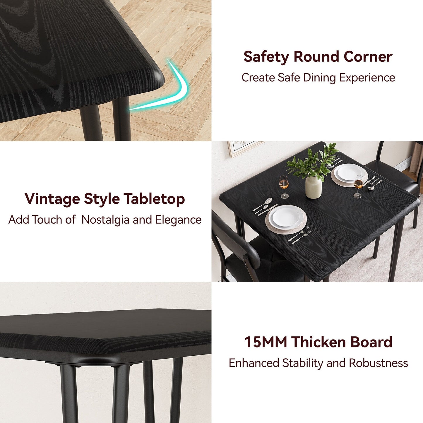 Ensemble de table de salle à manger moderne pour cuisine - 3 pièces