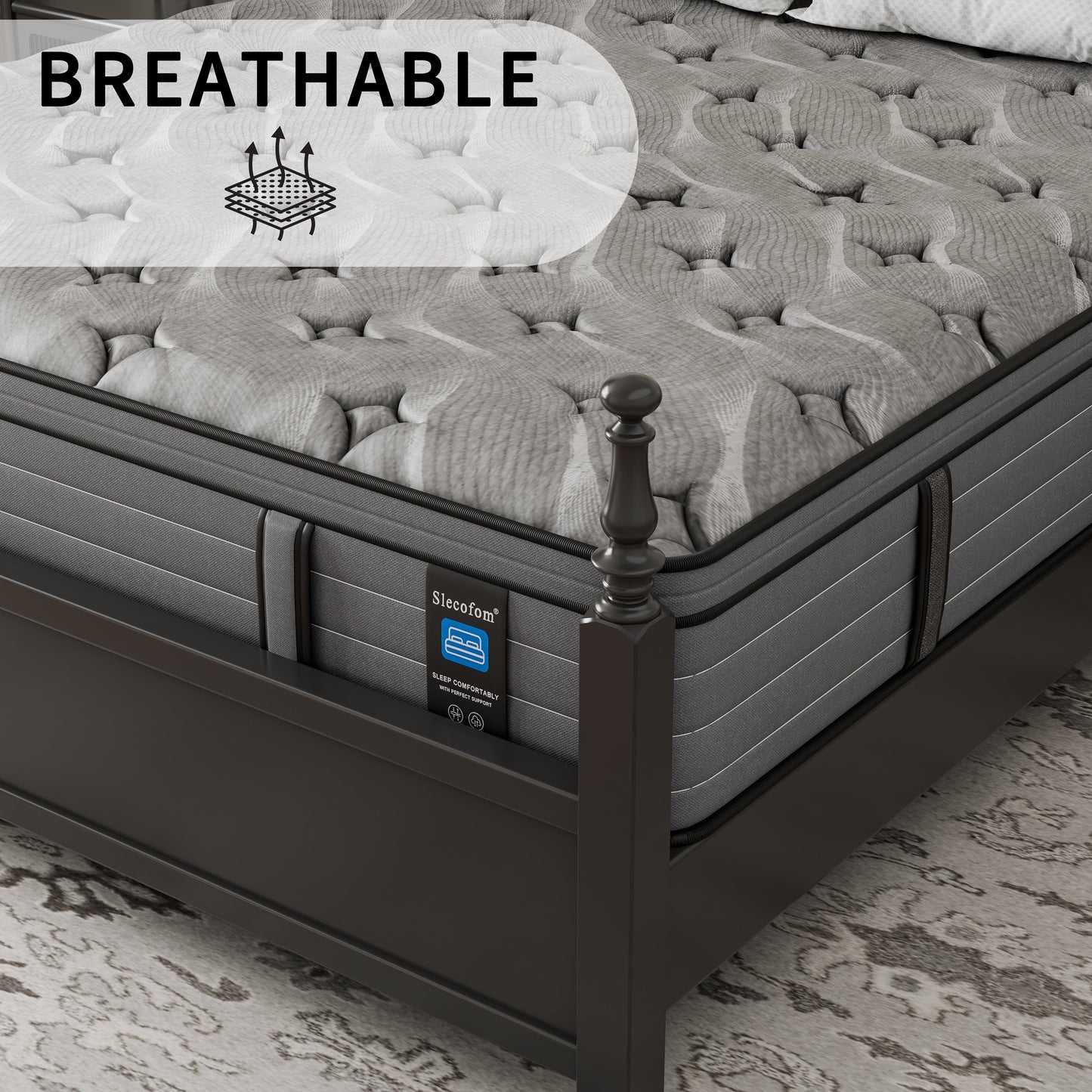 Modland Matelas hybride moyen de 35 cm (14 pouces), Euro Top - Mousse CertiPUR-US ignifugée pour soulager les maux de dos, Twin/Double/Queen/King