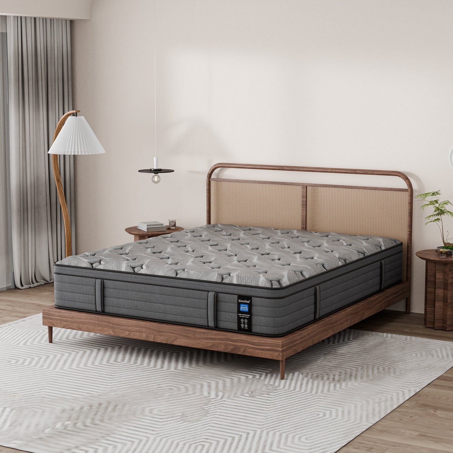Modland Matelas hybride à ressorts ensachés de 35,5 cm (14 pouces) à revêtement européen, densité moyenne, livré dans une boîte