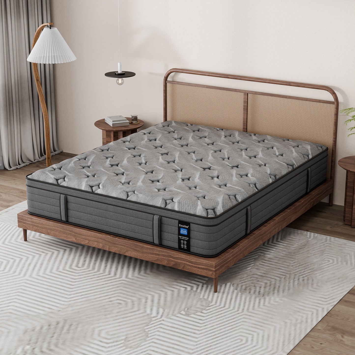 Modland Matelas hybride à ressorts ensachés de 35,5 cm (14 pouces) à revêtement européen, densité moyenne, livré dans une boîte
