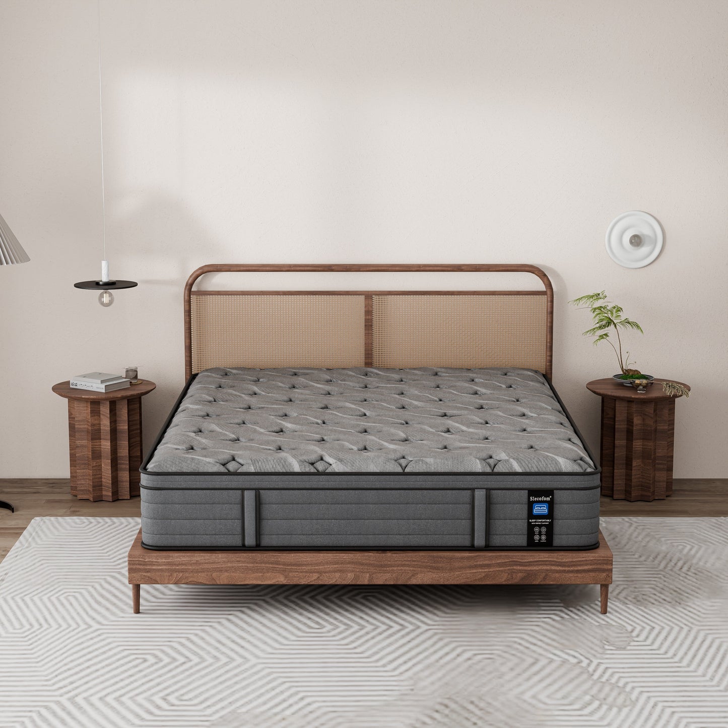 Modland Matelas hybride à ressorts ensachés de 35,5 cm (14 pouces) à revêtement européen, densité moyenne, livré dans une boîte