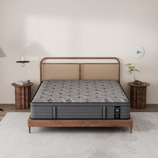 Modland Matelas hybride à ressorts ensachés de 35,5 cm (14 pouces) à revêtement européen, densité moyenne, livré dans une boîte