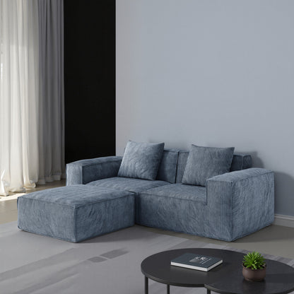 Canapé-lit modulable et convertible, 2 places, velours côtelé gris.