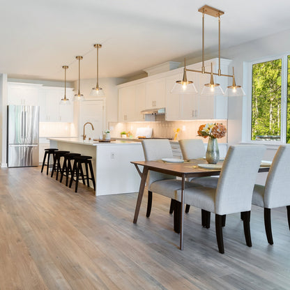 Luminaire suspendu linéaire à 3 lumières en verre dépoli, style moderne, couleur or, pour salle à manger.