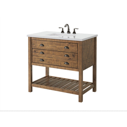 Meuble-lavabo de salle de bain simple Monterey 37, style farmhouse, avec plan de travail.