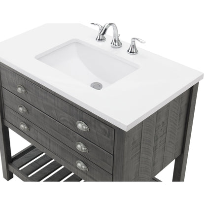 Meuble-lavabo de salle de bain simple Monterey 37, style farmhouse, avec plan de travail.