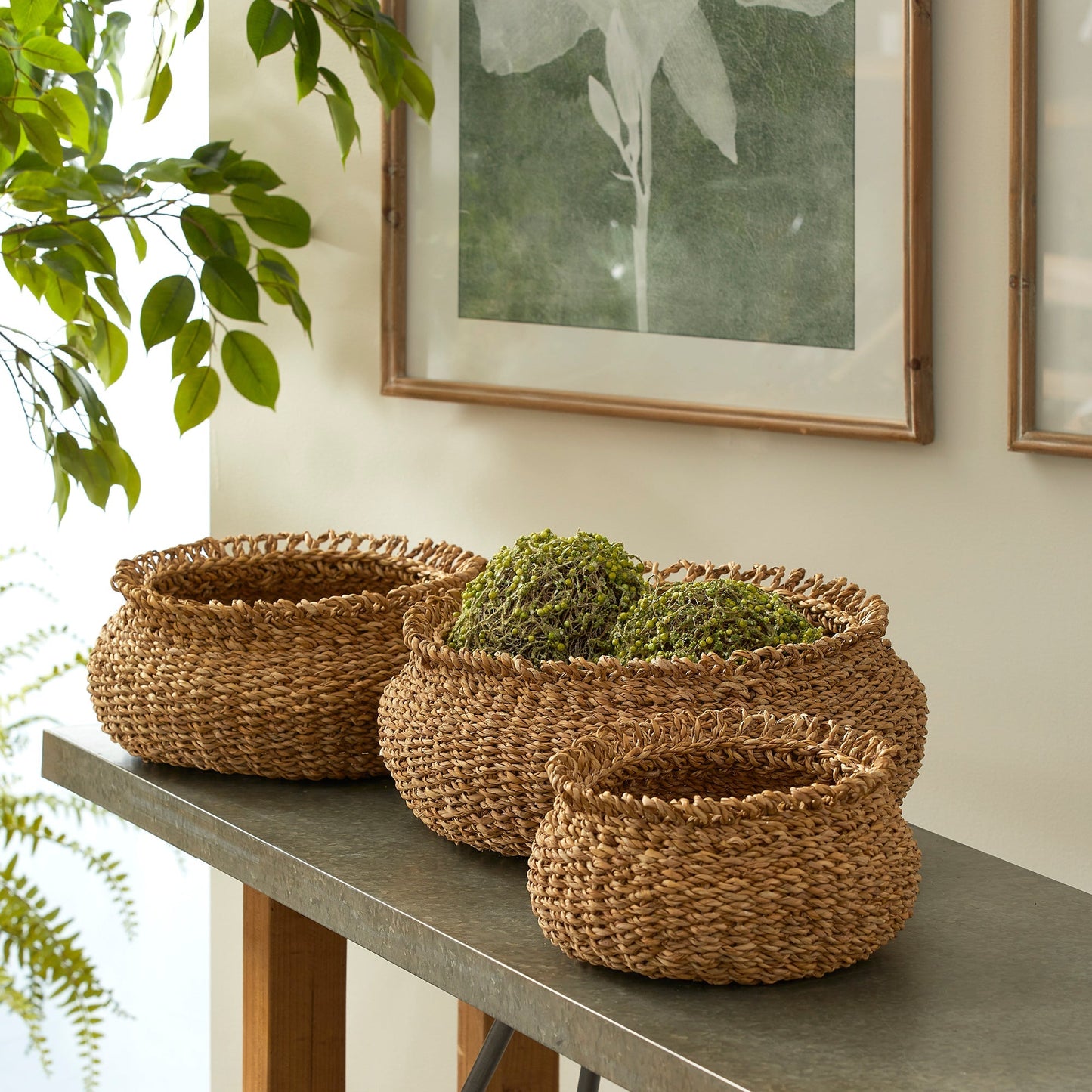 Panier en herbe de mer à boucle, lot de 3