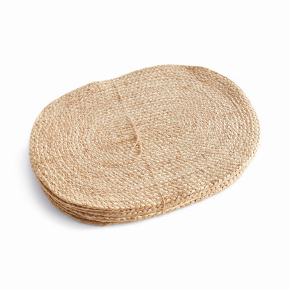 Jute Coil, lot de 8 dessous de table ovales.