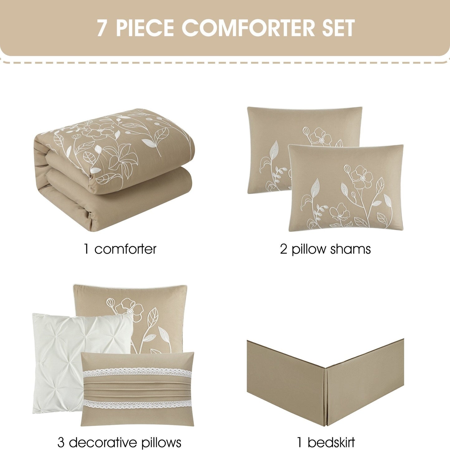 Ensemble de couette Nanshing Taylor 7 pièces à motifs floraux botaniques