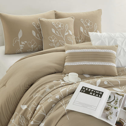 Ensemble de couette Nanshing Taylor 7 pièces à motifs floraux botaniques