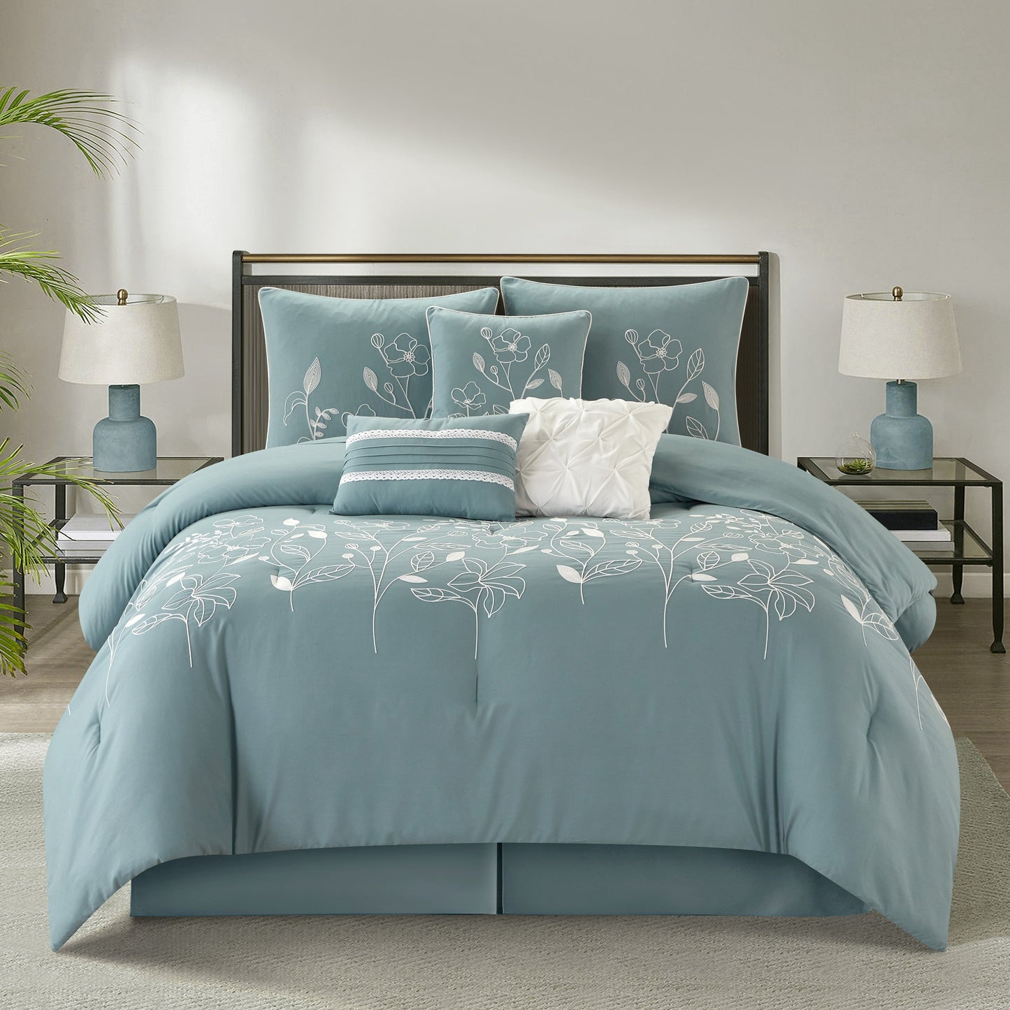 Ensemble de couette Nanshing Taylor 7 pièces à motifs floraux botaniques