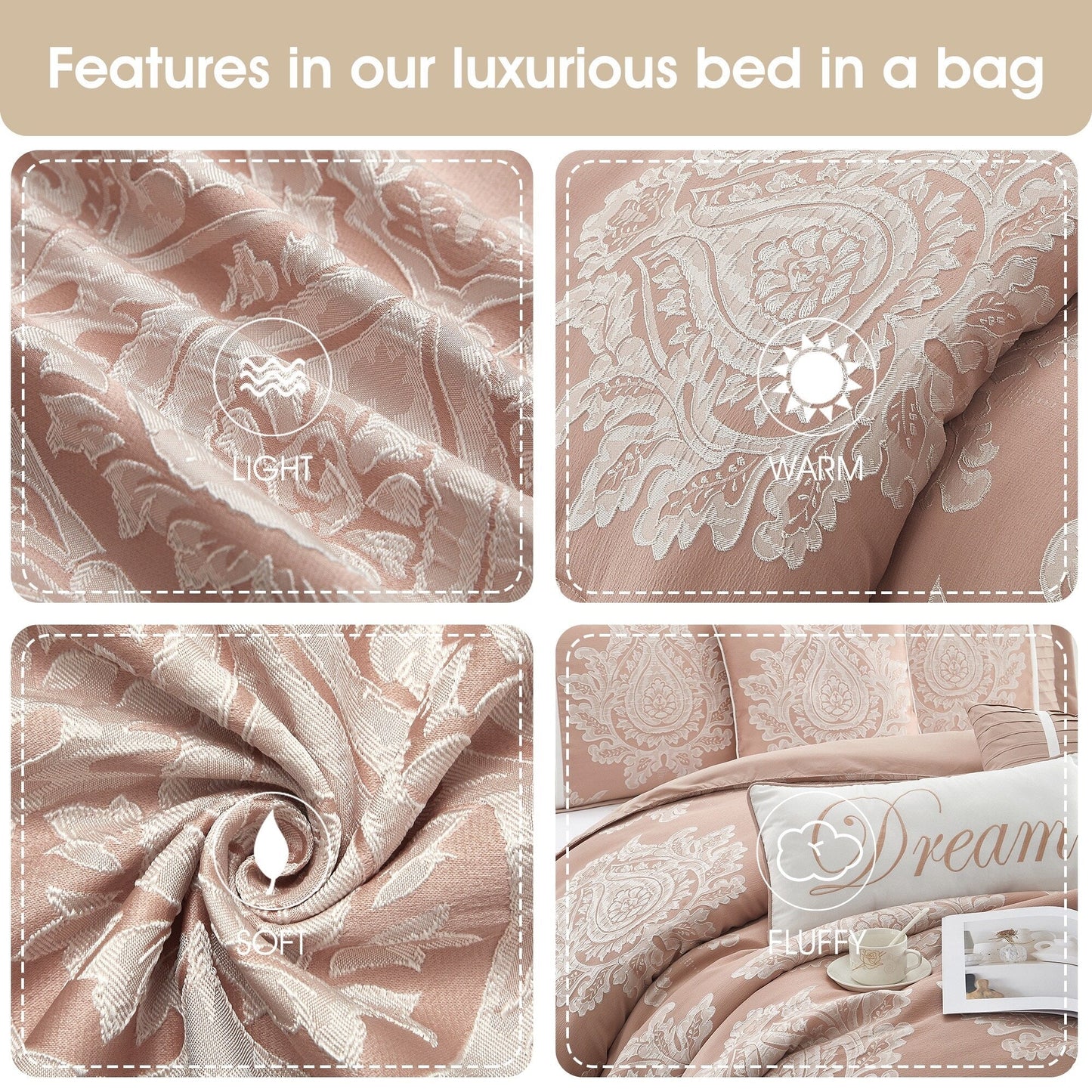 Ensemble de Couette Traditionnel Damassé 7 Pièces Nanshing Tiana