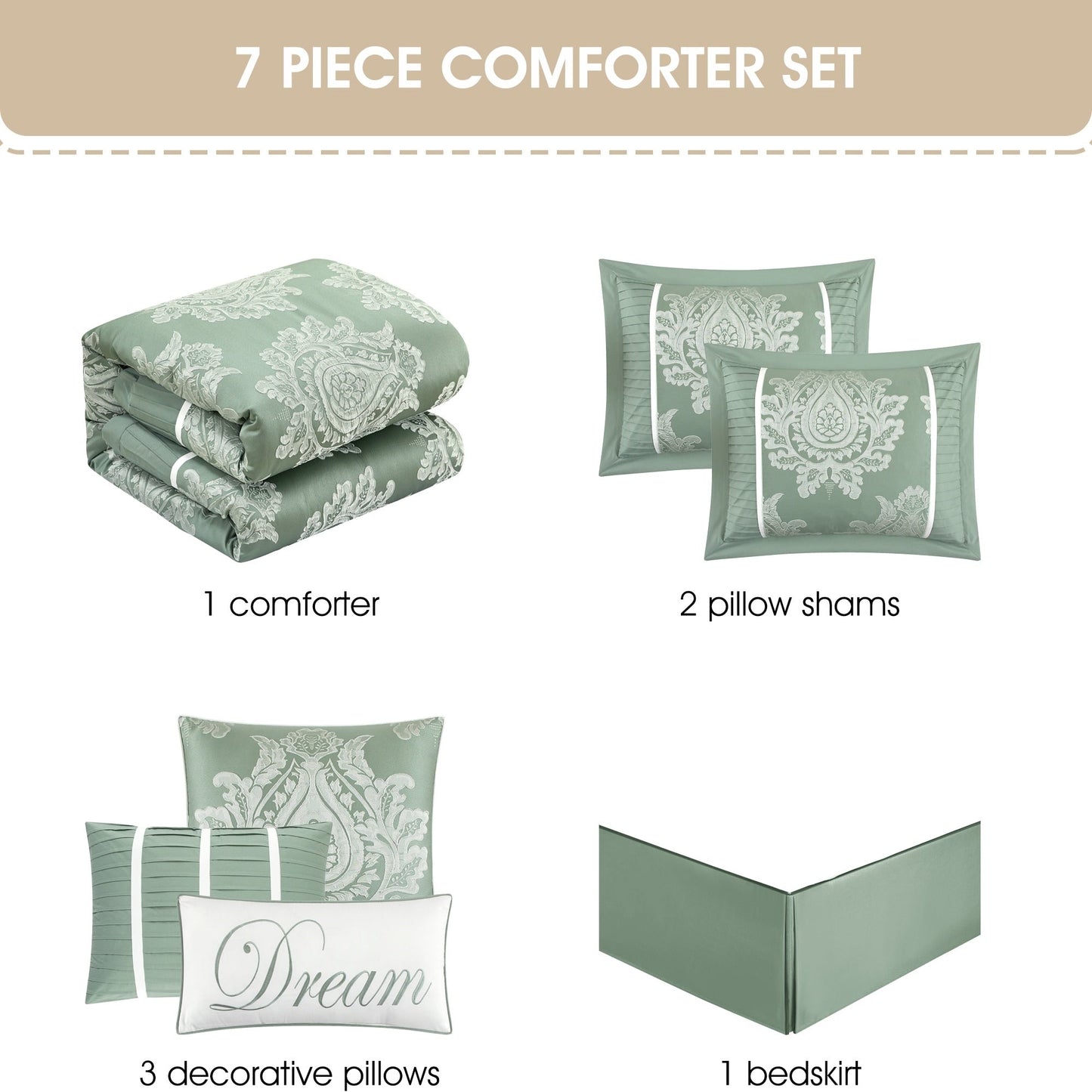 Ensemble de Couette Traditionnel Damassé 7 Pièces Nanshing Tiana